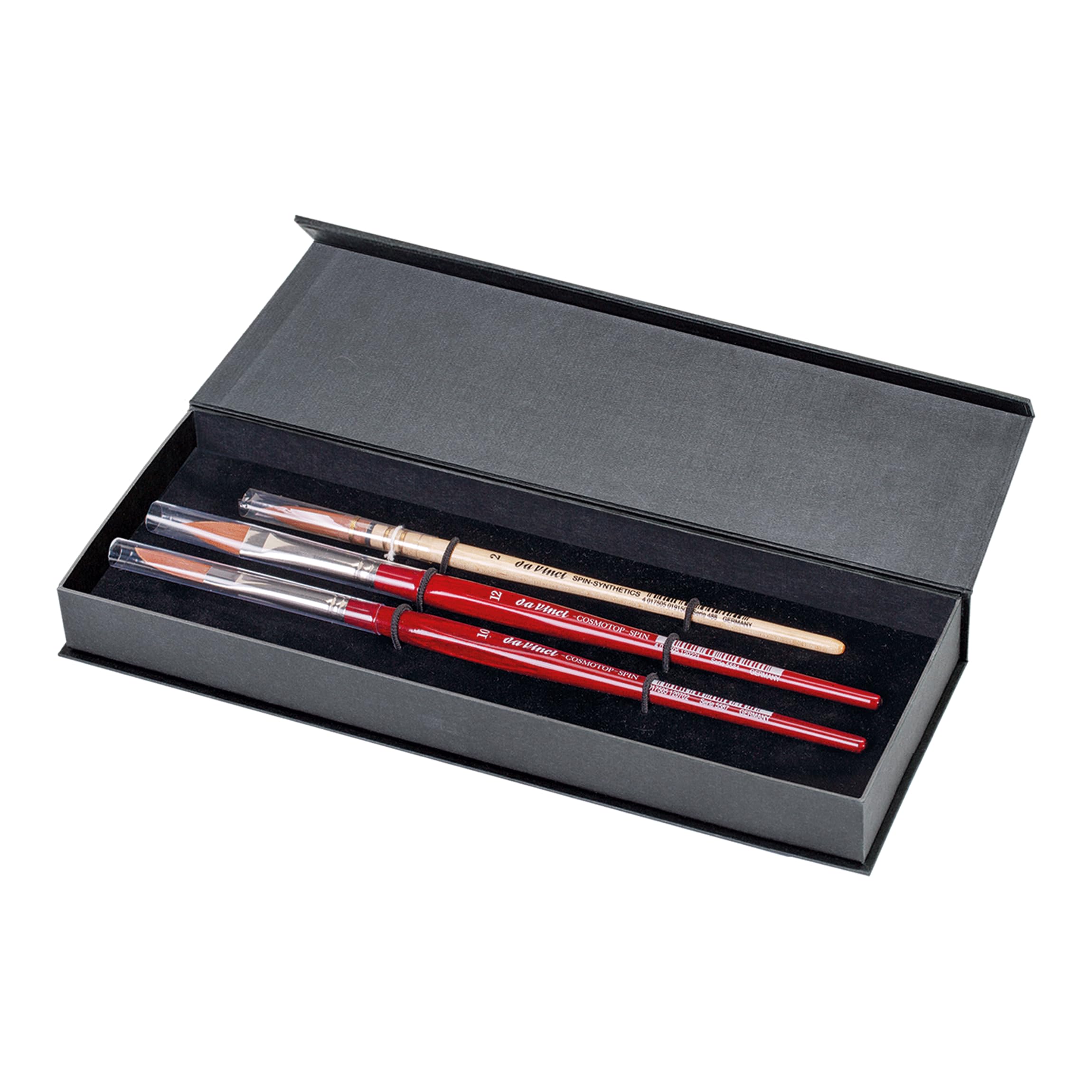 da Vinci Brushes Set di pennelli per acquerello, nero, misura 2, misura 10, ovale misura 12