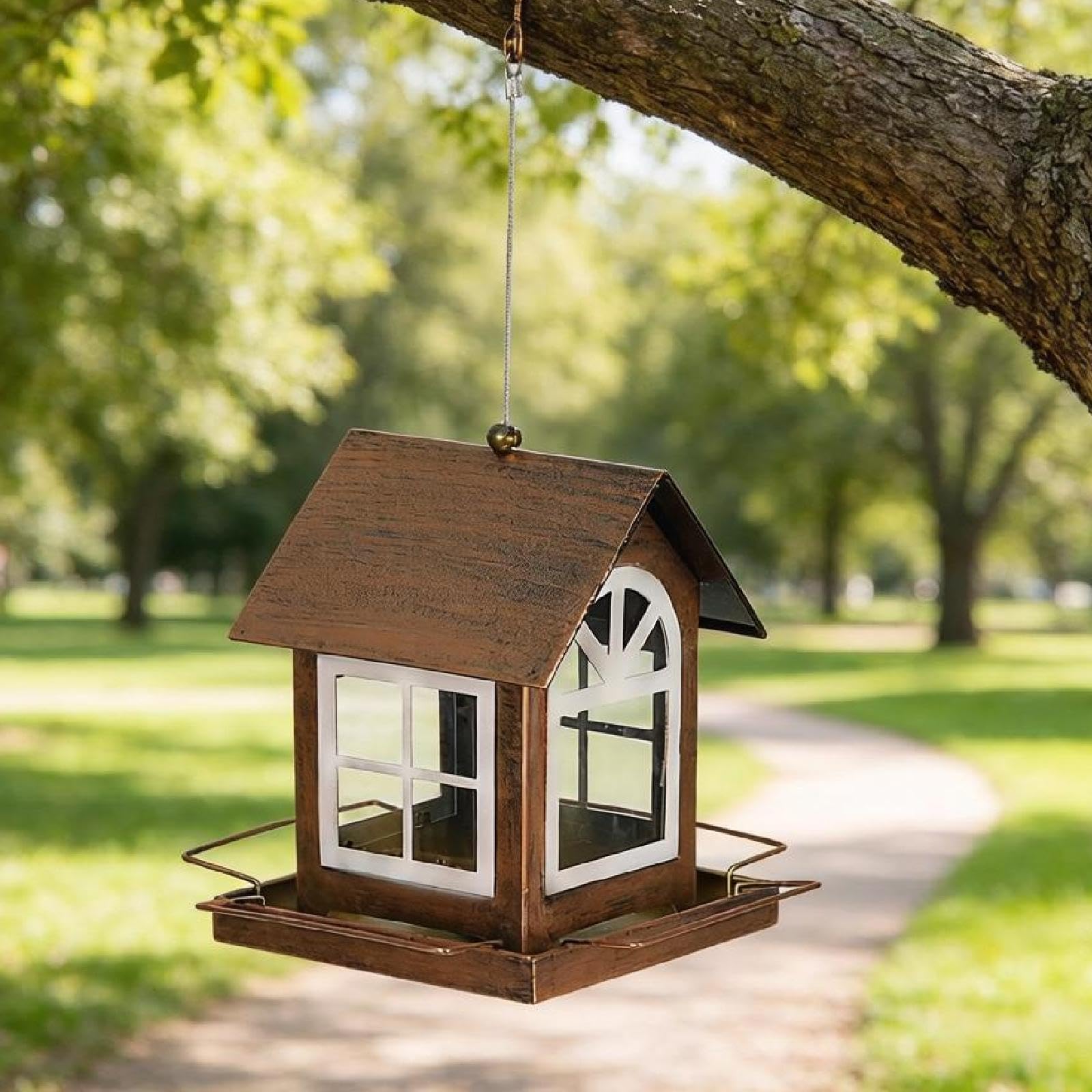 Sharplace Mangiatoia per Uccelli sospesa, mangiatoia per Colibrì, a Forma di casetta, Decorativa, con Gancio, Resistente alle intemperie per la Decorazione del