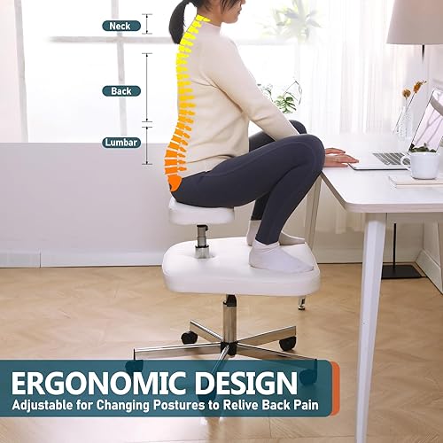 Miniatura 4 de Silla de meditación ergonómica con patas cruzadas, silla para TDAH con ruedas, silla arrodillada para oficina y hogar, sillas de TDAH para adultos