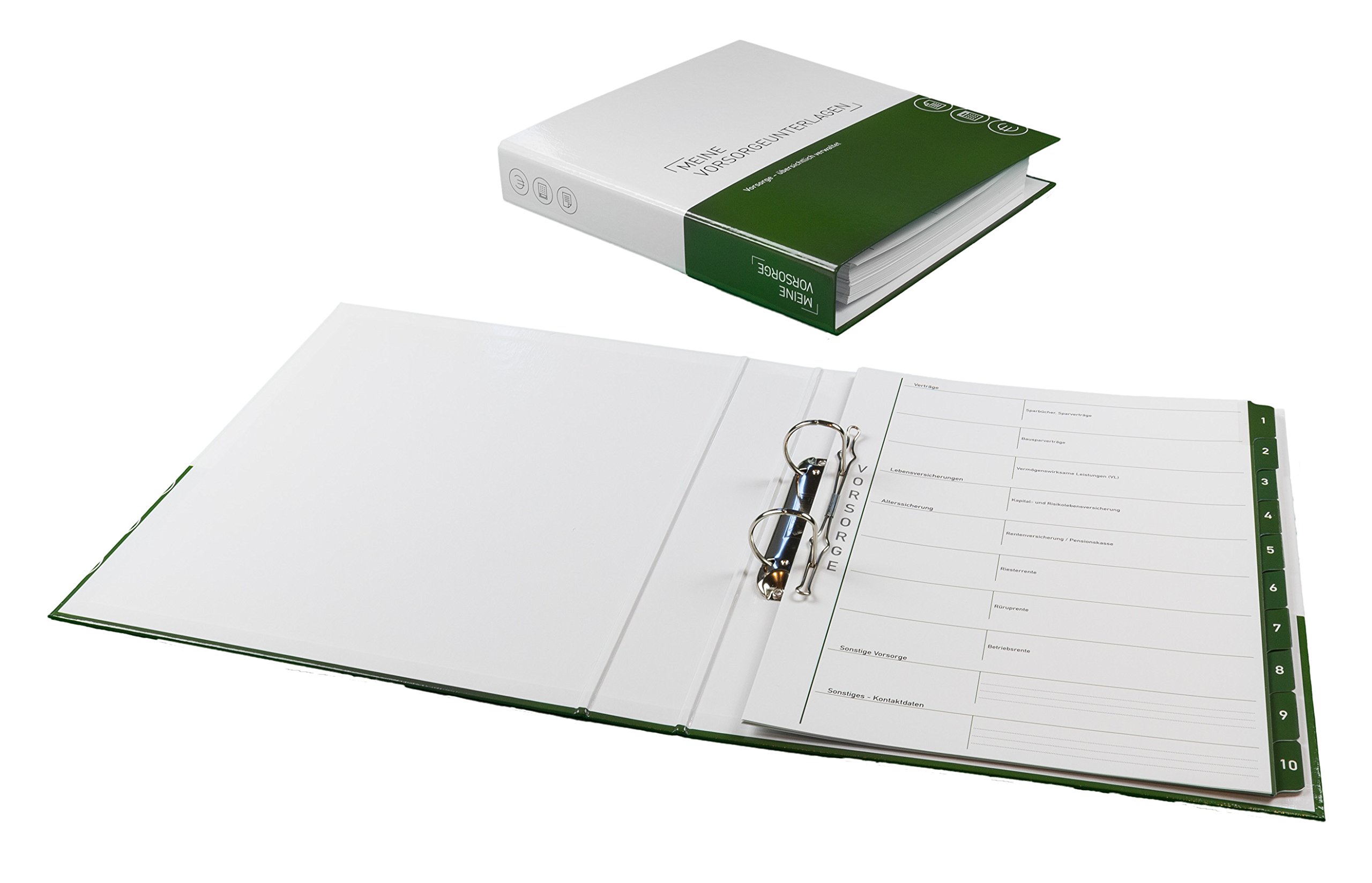 PLASTOREG Smidt GmbH 7er-Pack Themenringbücher mit Register für Versicherungen/Steuern/Vorsorge/Finanzen/Dokumente/Betriebskosten/Gesundheit, Optimale Struktur für die Ablage der wichtigsten Dokumente