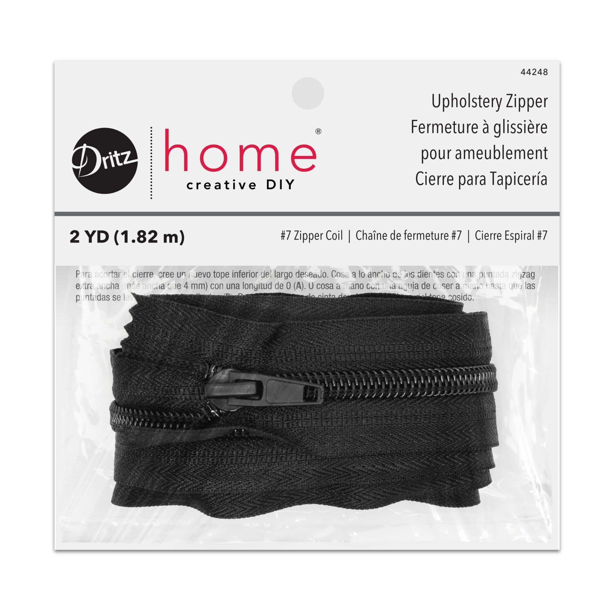 Dritz Home 44248 Nylon Polsterreißverschluss, 183 cm, schwarz