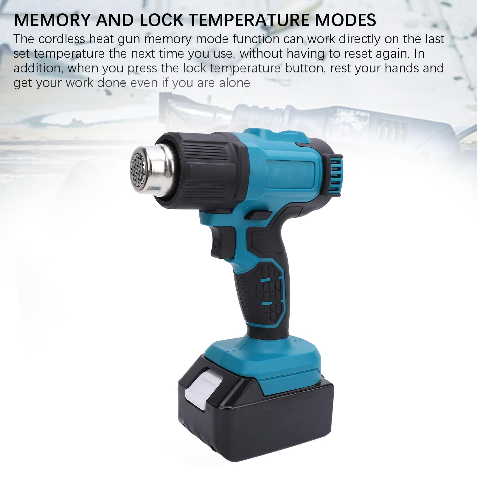 Luocute Pistola de Calor Inalámbrica, Temperatura Máxima de 1022 °F, Pantalla LCD, Manualidades, Tubo Retráctil, Eliminación de Pintura, 4 Boquillas, Modo de Memoria, Funciona con