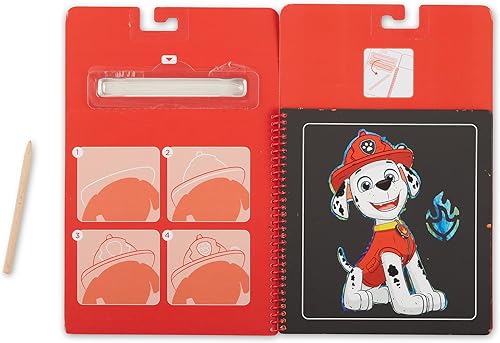 Miniatura 3 de Melissa & Doug PAW Patrol Scratch Art - Paquete de 3 almohadillas de actividades de viaje Chase, Skye, Marshall Color Reveal
