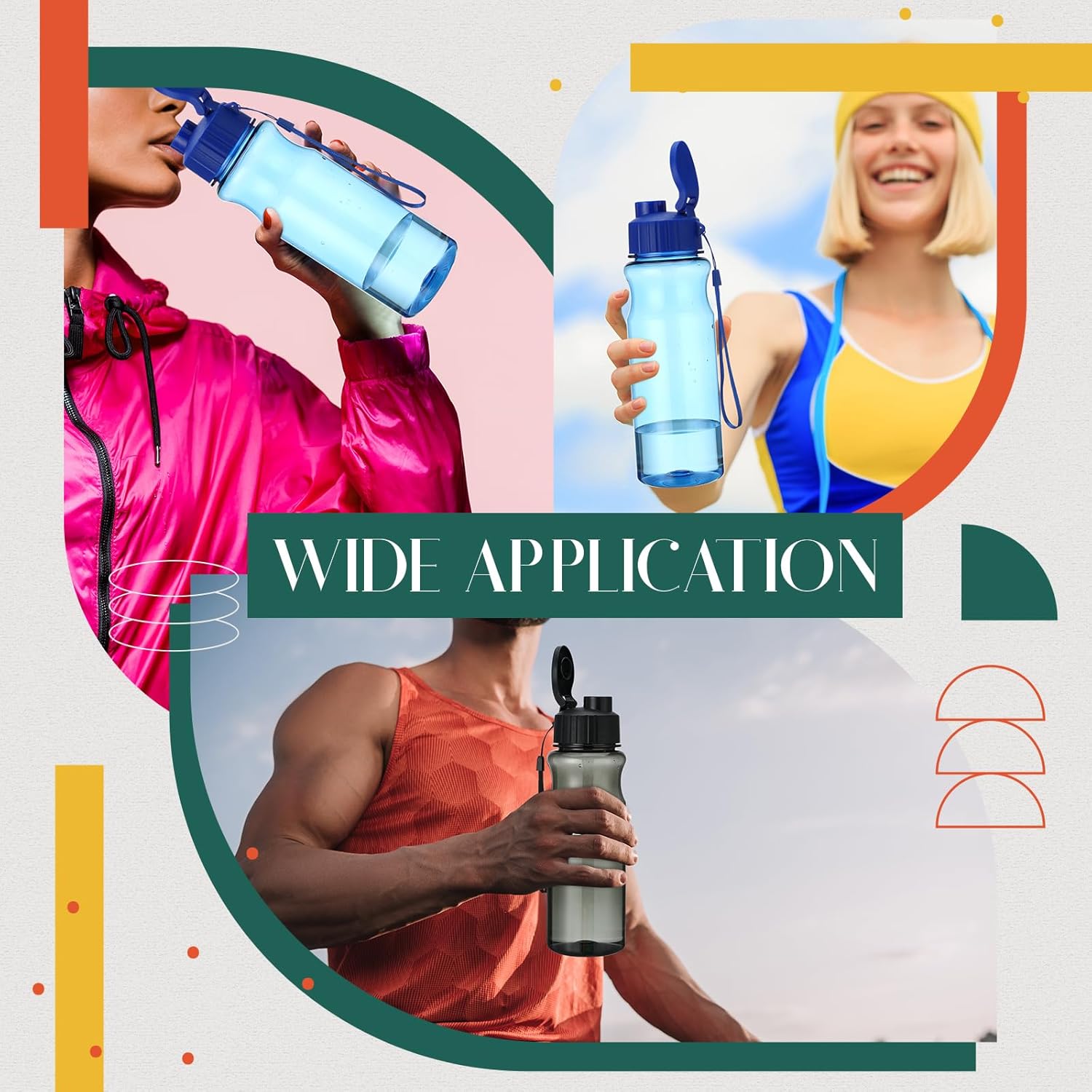 Tioncy 40 Pieces Water Bottles Bulk for Kids 17 oz Plastic Sport Drink Bottles with Handle Strap Lightweight Leakproof Cup for Fitness Gym School Gift(Cute Colors) - Image 3