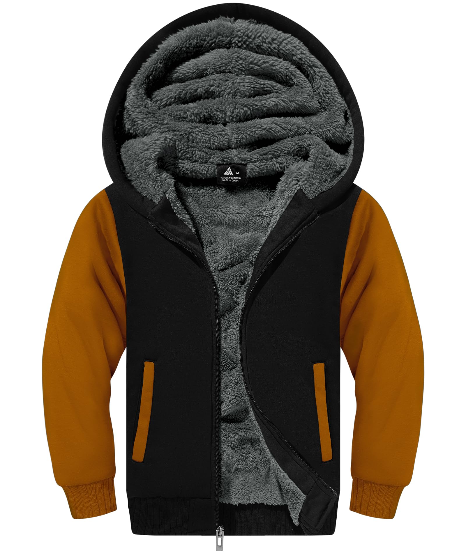 Boys Hoodie Zip Up Fleece Lined Jacket Kids Warm Sherpa Hooded Sweatshirts