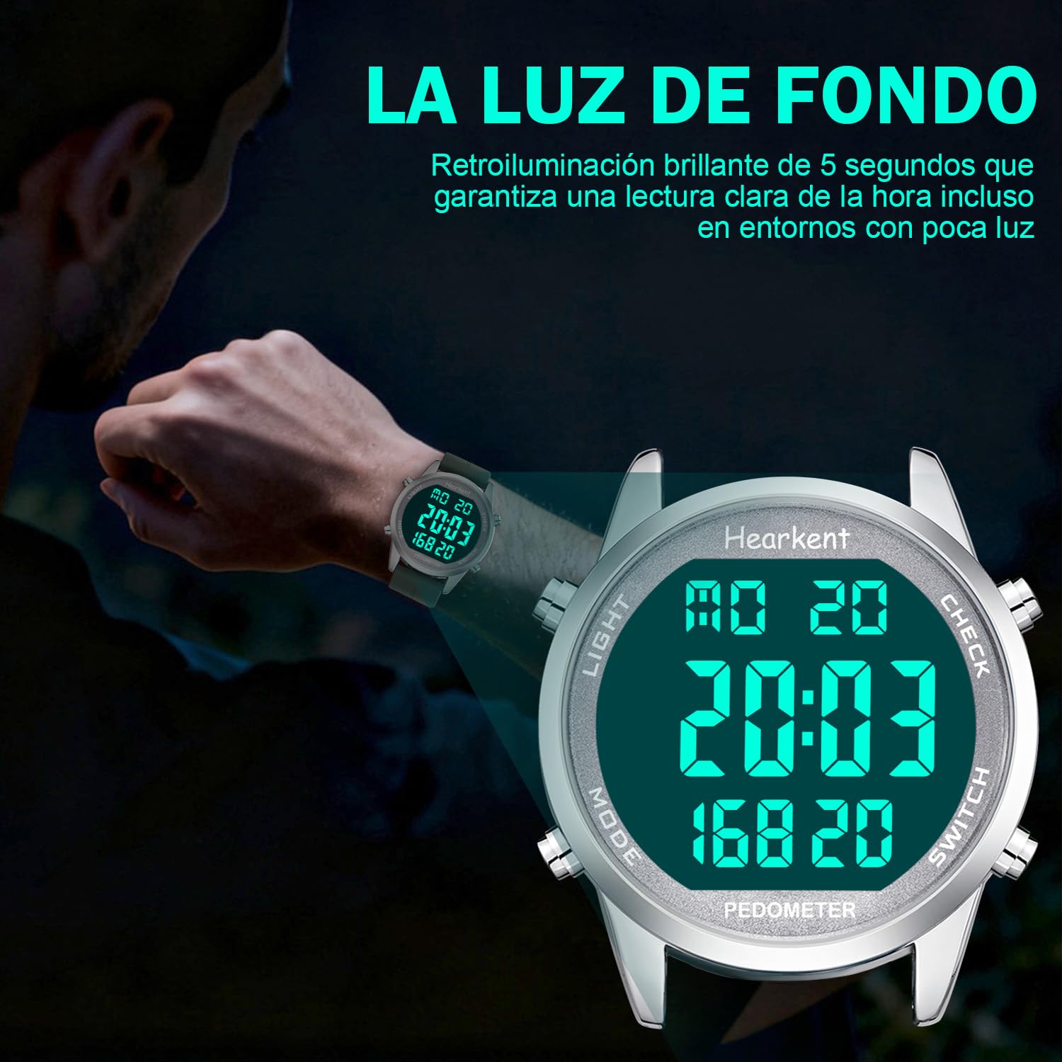 Hearkent Podomètre Montre de marche pour senior sans Bluetooth Aucune application requise avec compteur de pas, calories et grands chiffres LCD