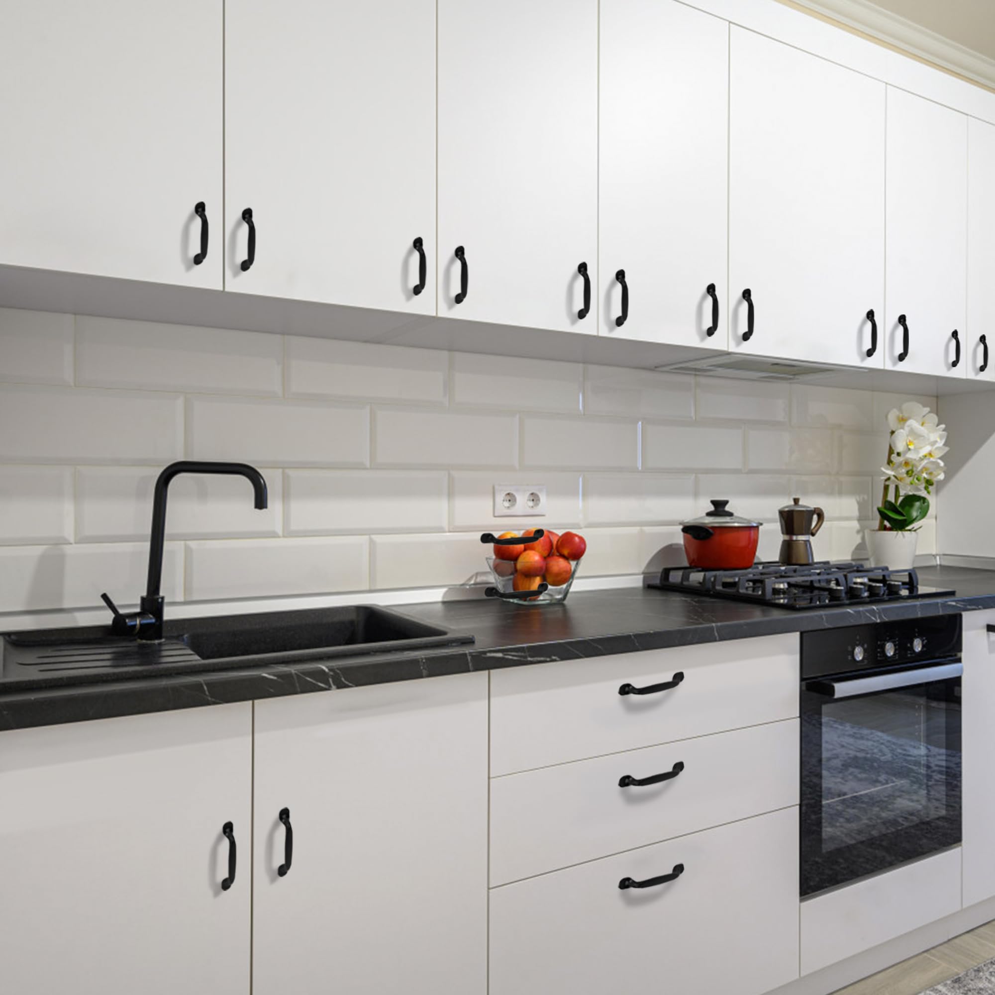 Tiradores Cocina Armarios Negro 10 Piezas 96mm Tiradores de Mueble Arco de Aleación Aluminiocon con Tornillos para Puerta de Armario Cajones