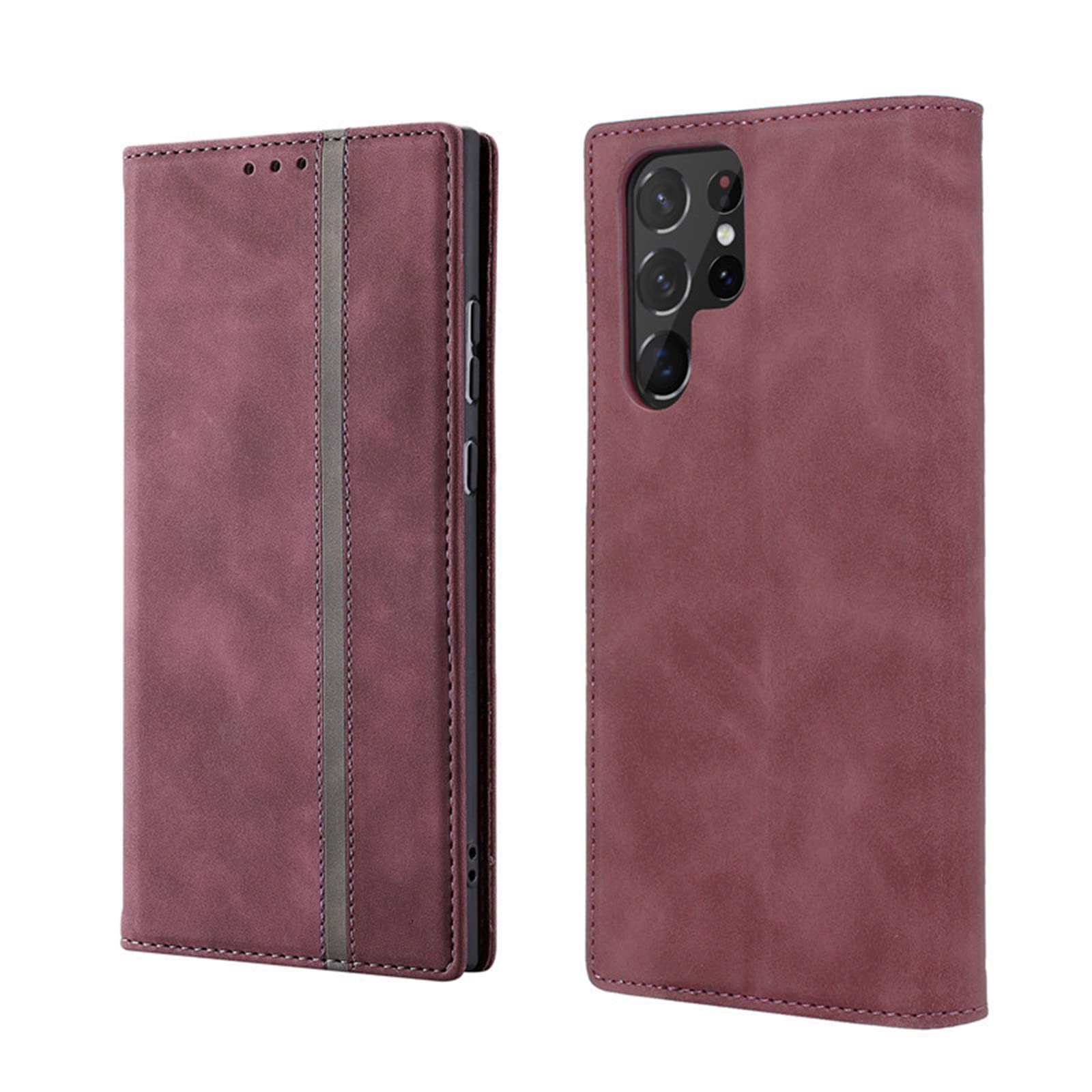 Etui do Samsung Galaxy S22/S22 Plus/S22 Ultra, skórzany portfel etui z przegródką na karty gotówkę magnetyczne zamknięcie etui z klapką na telefon, czerwony, S22 6"