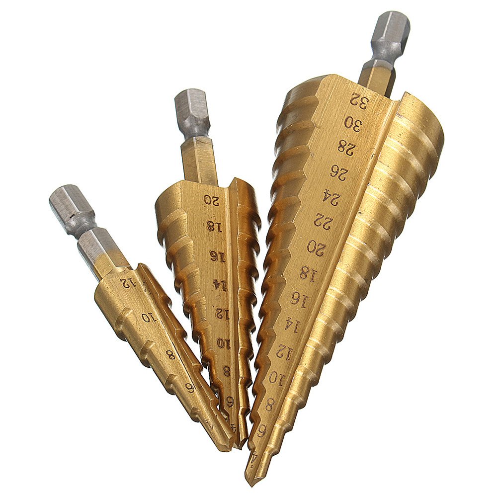CEFEPH 3-Piece HSS Drill Bit Set Hex Shank Cutting Cone Drill Bit for Stainless Steel Metal Wood Plastic 4-12/4-20/4-32 mm - Image 4