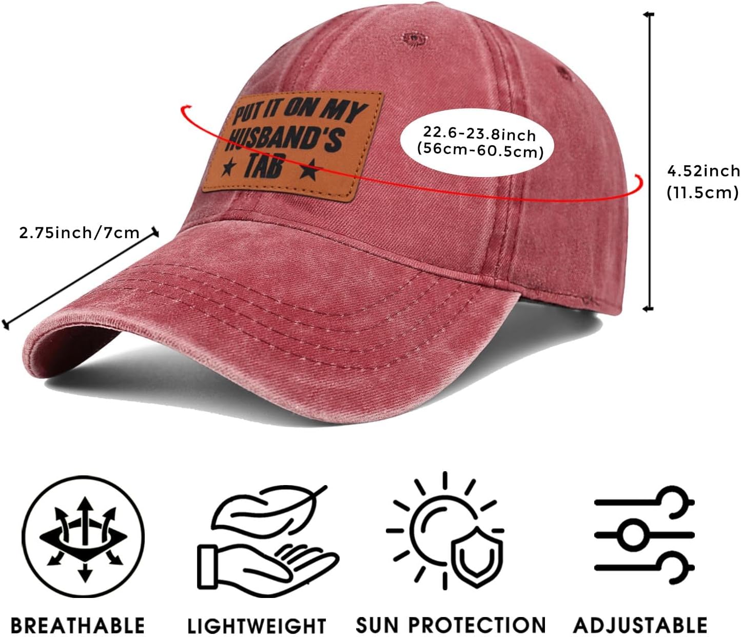 Put It on My Husbands Tab Hat, Funny Vintage Trucker Hats Adjustable Cap for Men Women Classic Baseball Cap