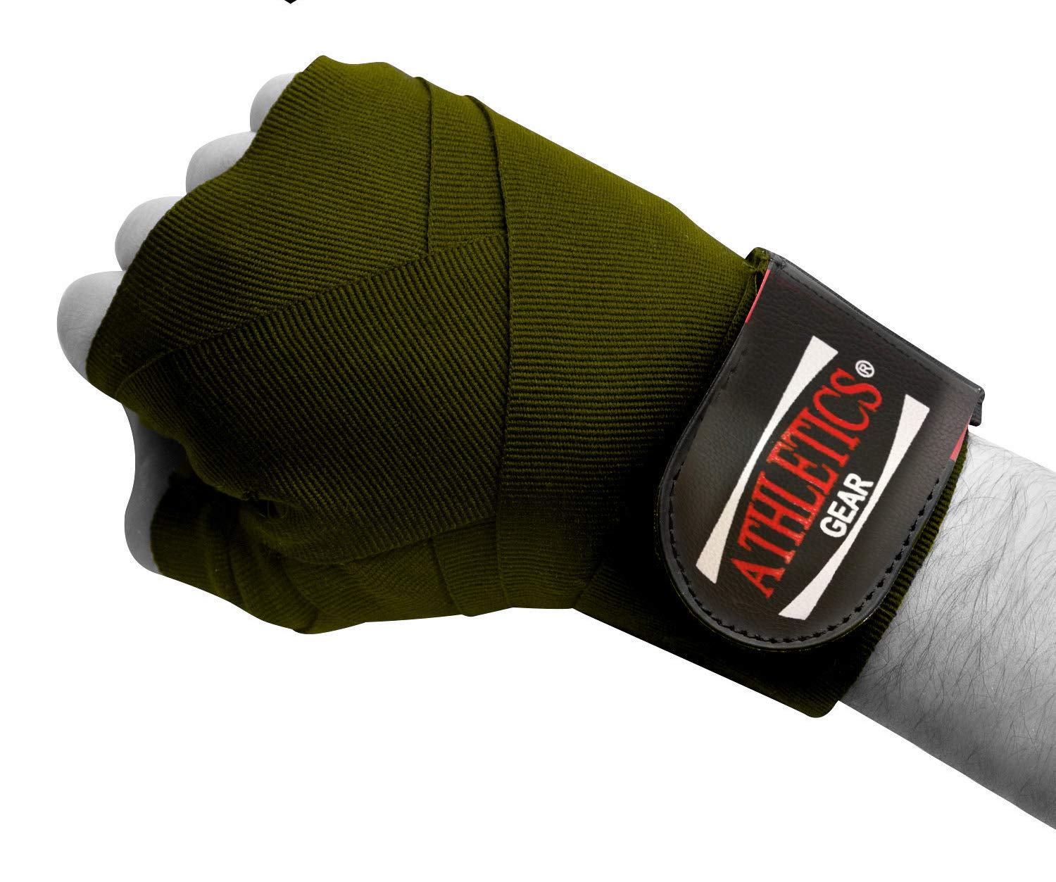 Athletics Gear Advanced Boxing Hand Wraps (Pair) – 3.5 Meter Elastic Hand wraps Bandages with Hook and Loop Closure for Combat Sports, MMA and Martial Arts (Dark Green)