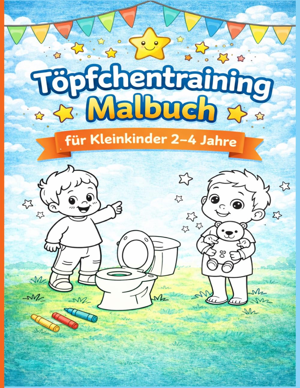 Töpfchentraining Malbuch für Kleinkinder 2–4 Jahre: Einfache und lustige Ausmalbilder mit niedlichen Motiven, Routinen und Aktivitäten für Kinder beim Toilettentraining