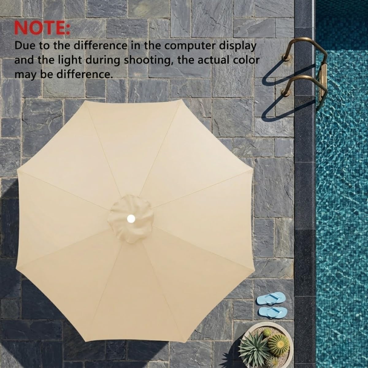 Generico Telo di Ricambio Ombrellone Giardino 2.0m 2.7m 3.0m 4.0m 6/8 Stecche, Copertura Impermeabile Anti-UV Esterno, Telo per Ombrellone Giardino di Ricambio Senza Telaio