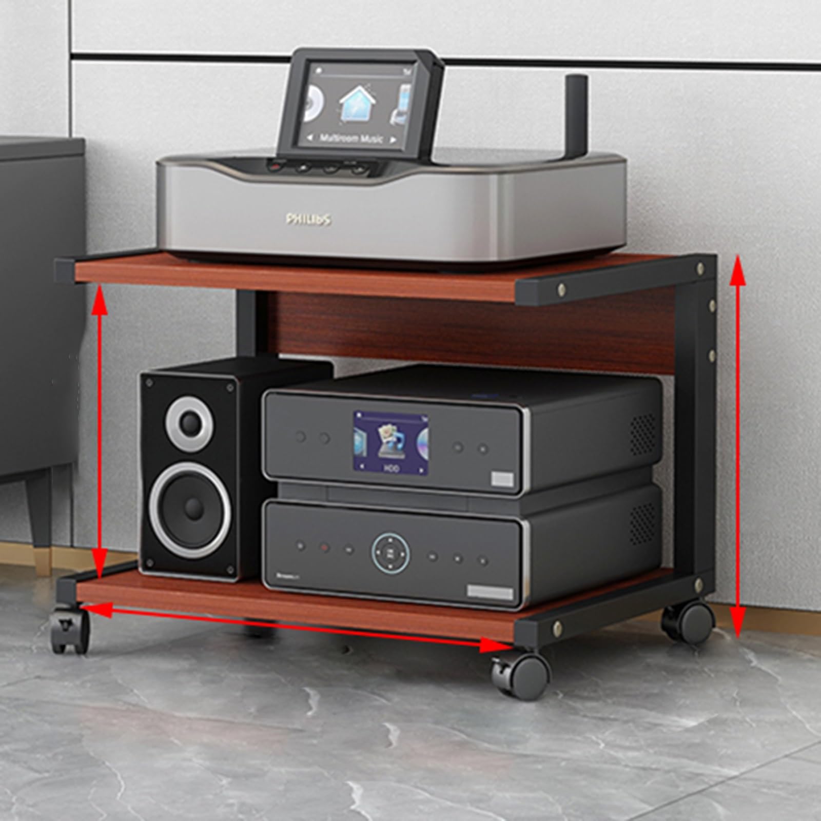 SXYKXYDL AV Media Stand Corner Shelf With Height Adjustable Wooden Shelves - Modern with Wheels Audio-Video Media Stand Stereo Racks