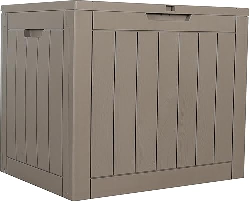 Miniatura 2 de BTEXPERT Caja de almacenamiento para interiores y exteriores, contenedor de cubierta de resina de 30 galones para entrega de paquetes, muebles de