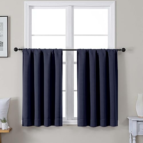 Miniatura 93 de Gwine - Cortinas opacas negras para dormitorio de 84 pulgadas de largo, juego de 2 paneles, cortinas sólidas reductoras de ruido con aislamiento