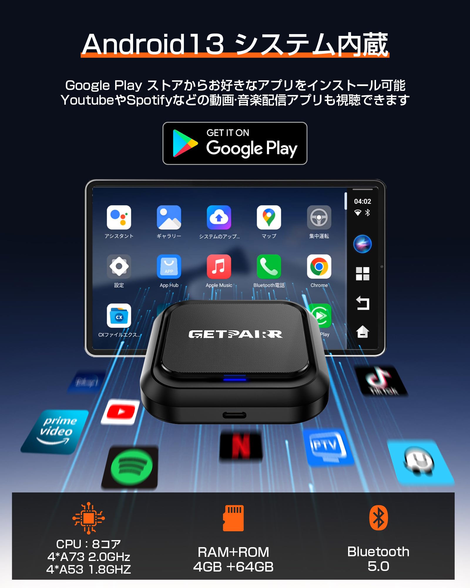 Amazon.co.jp: CarPlay AI Box Android 13.0システム ワイヤレス