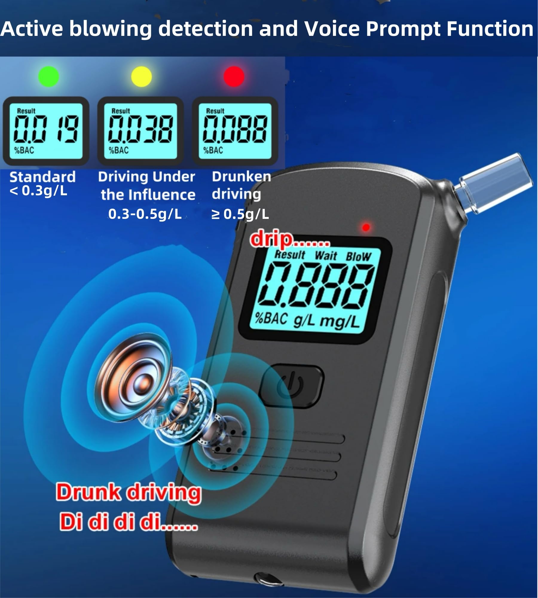 Éthylotest Électronique Homologué - Alcootest Professionnel avec Capteur Semi-conducteur Haute Précision, Affichage LCD et 20 Embouts - Ethylometre Portable Voiture, Maison, Fête