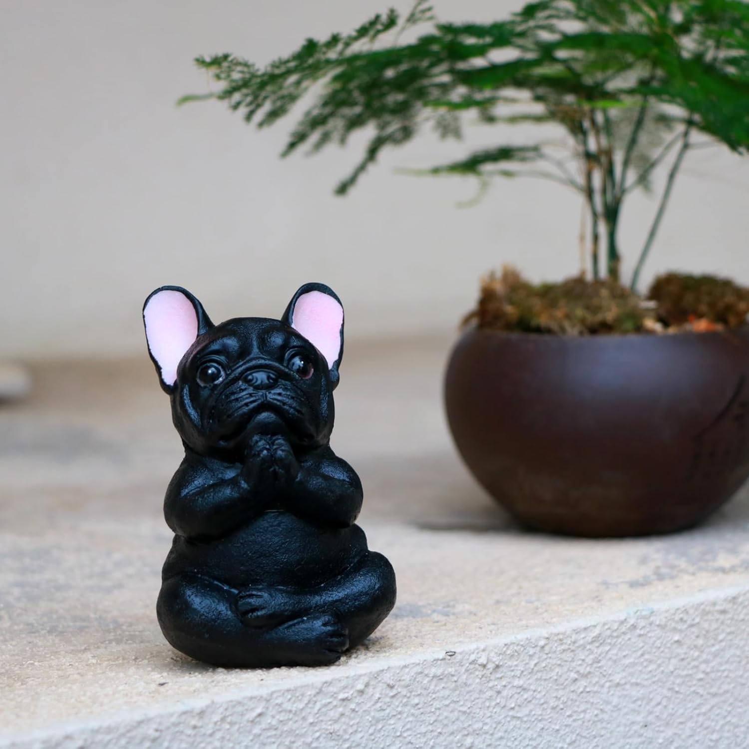 Buddha-Zen Dog Meditation Statue, French Bulldog Pug Statues Yoga Pose Decoration Polyresin Indoor Decor Figure for Home, Office or Car Accessories (Black Cross Dog) Buddha-Zen Dog Meditation Statue, French Bulldog Pug Statues Yoga Pose Decoration Polyresin Indoor Decor Figure for Home, Office or Car Accessories (Black Cross Dog)