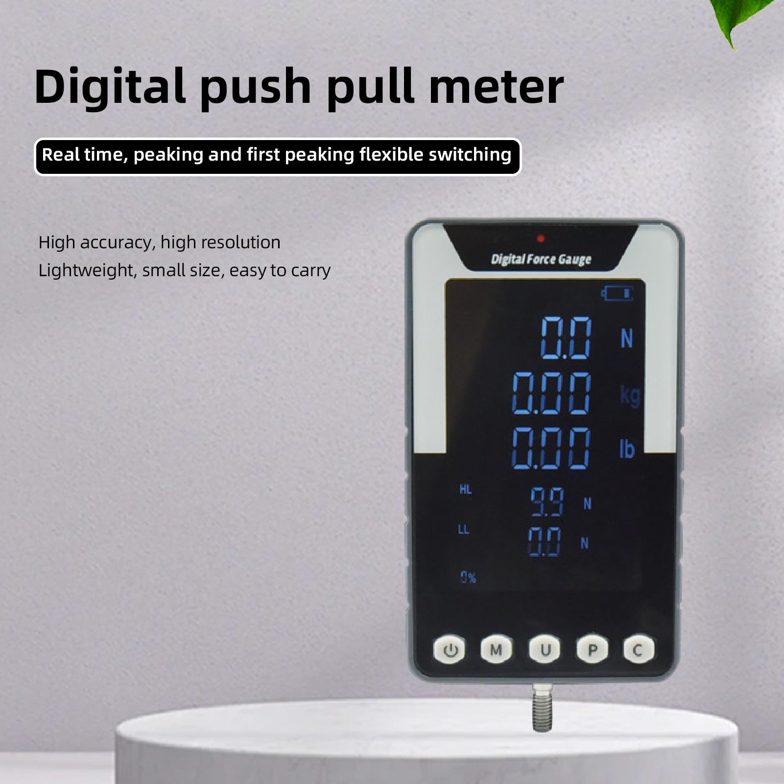 Digital Force Push Pull Gauge, Portable Dynamometer Tension Pressure Tester Thrust Meter, 1000N 100Kg 220lb Digital Dynamometer Force Meter, for Mechanical Physics (US Plug)