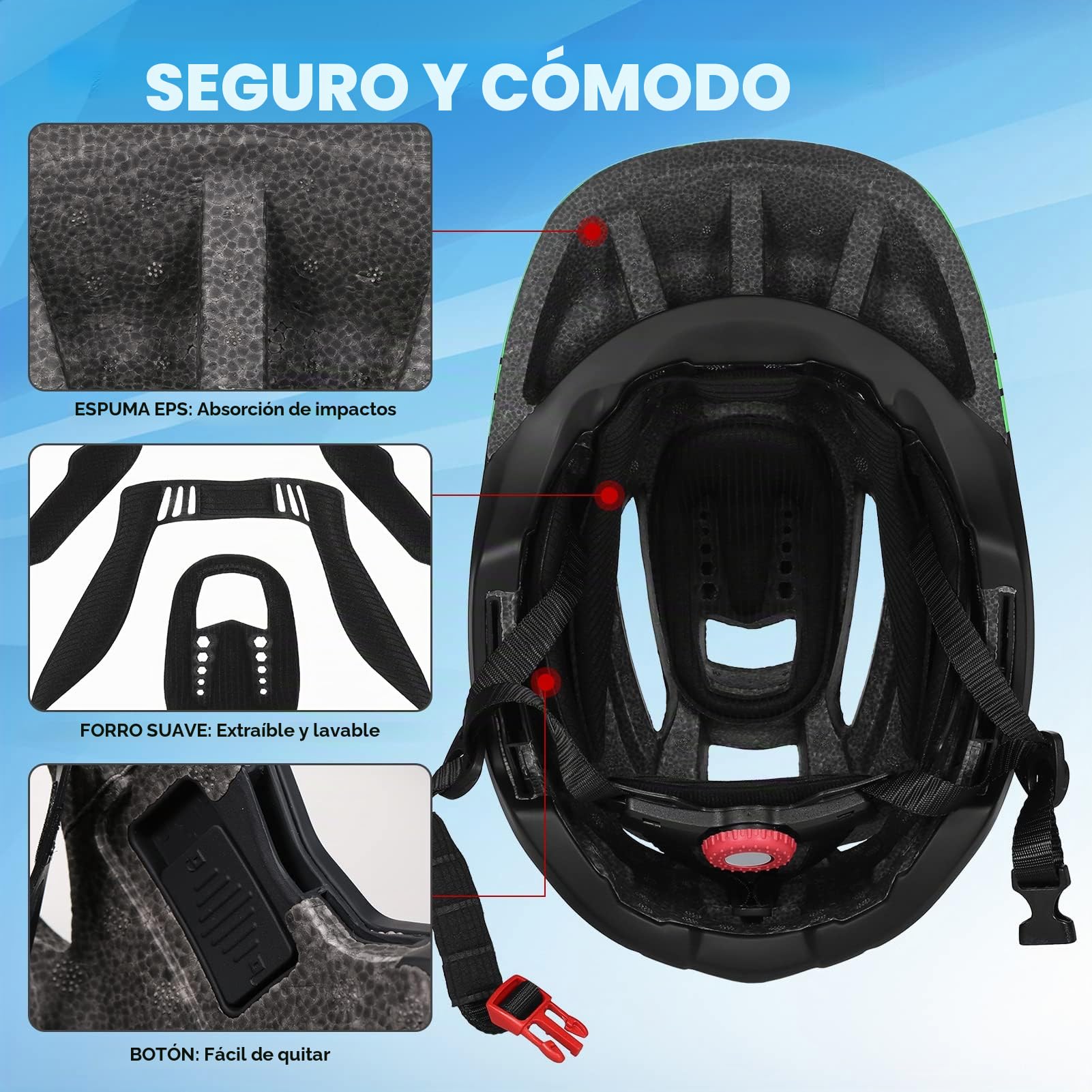 Kids Helmet - Casco integral infantil desmontable para niños, deportes, seguridad, casco de bicicleta, equipo de protección para ciclismo, monopatín, patinaje, patinaje sobre ruedas