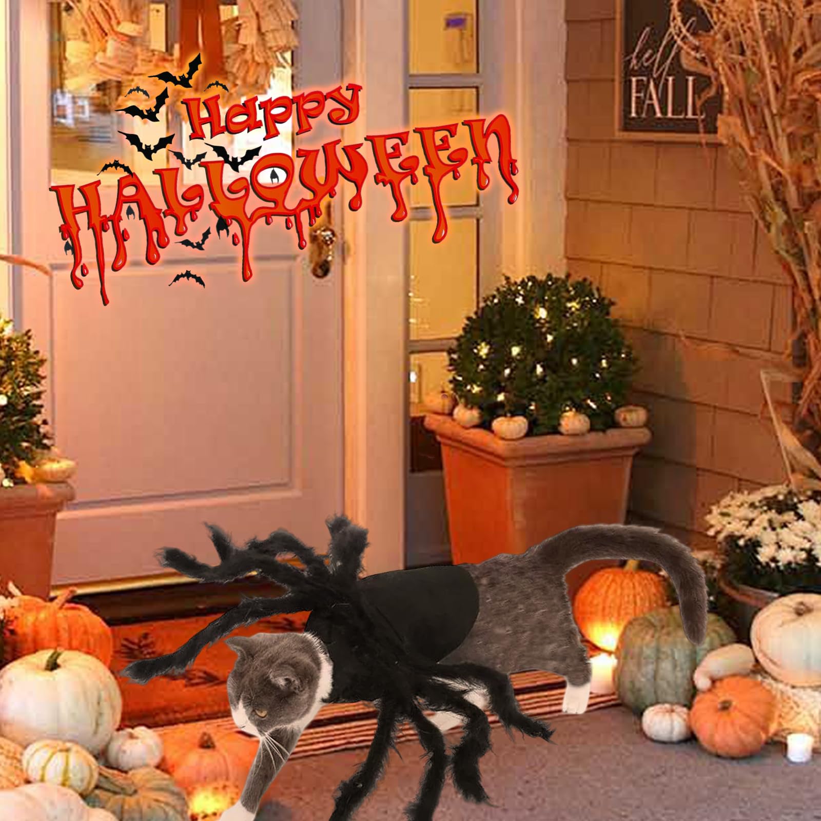 Kostium pająka na Halloween, filcowy kostium psa, kostium pająka, dekoracja na urlop, Halloween, pluszowy pająk, kostium dla małych i średnich psów i kotów, regulowany, czarny