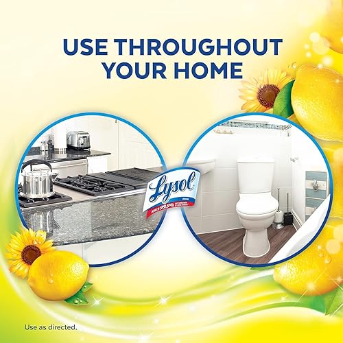 Miniatura 7 de Lysol Limpiador multisuperficie, desinfectante y desinfectante para limpiar y desodorizar, esencia de limón y girasol espumoso, 144 onzas líquidas