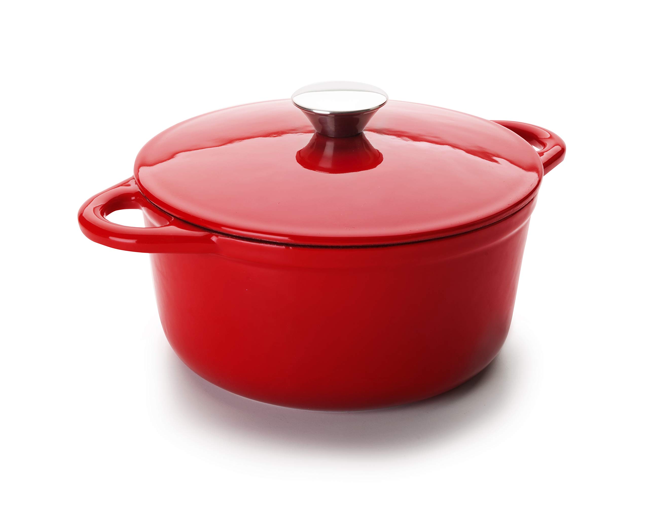IBILI - Cocotte redonda roja 24x11,5 cm, Hierro fundido, Apta para induccion