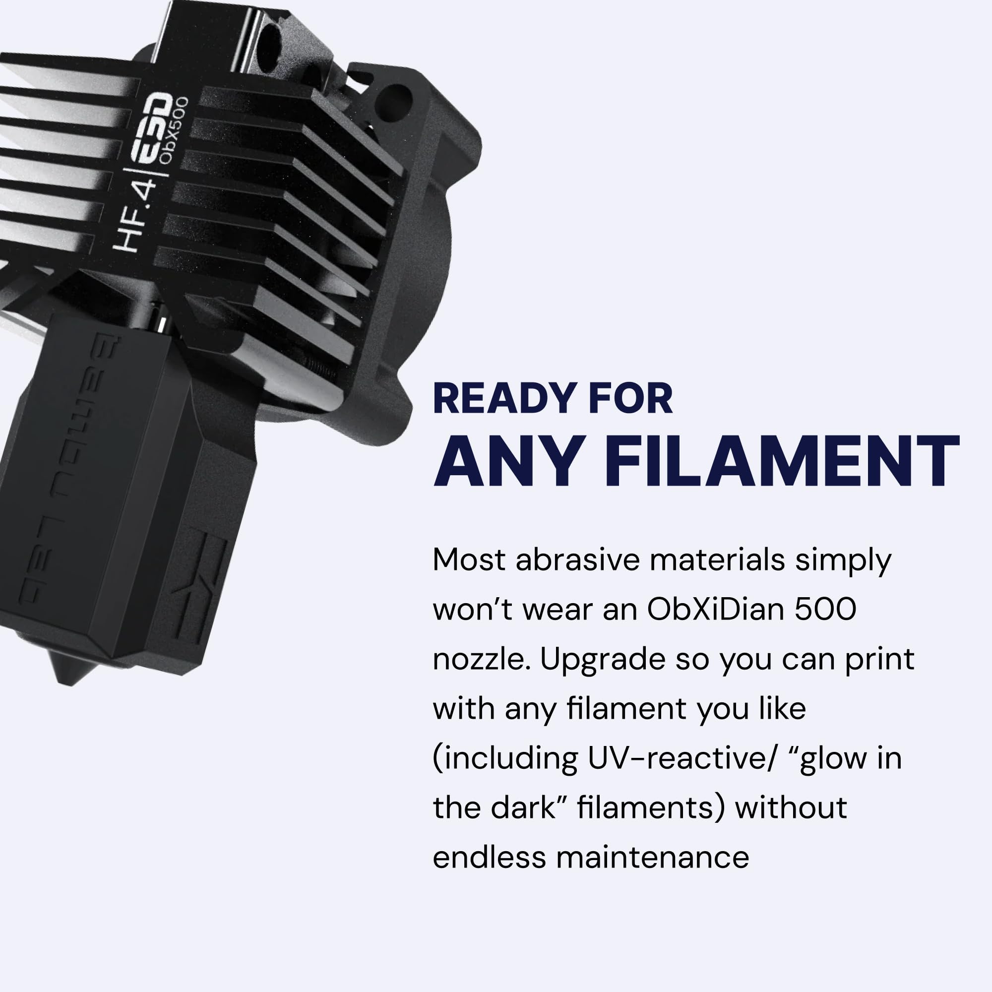 E3D ObXiDian 500 de alto flujo compatible con Bambu Lab P1P/P1S (0.4 mm) HotEnd completo, tasa de flujo aumentada del 60%, impresión 3D suave, ideal para filamentos rellenos de fibra