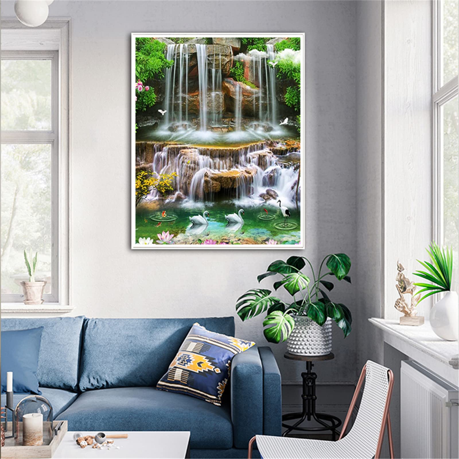 Acheter Peinture Diamant 5D à Faire Soi-même, Point De Croix, Cascade Pittoresque, Broderie Diamant, Mosaïque, Art Mural, Décoration De La Maison