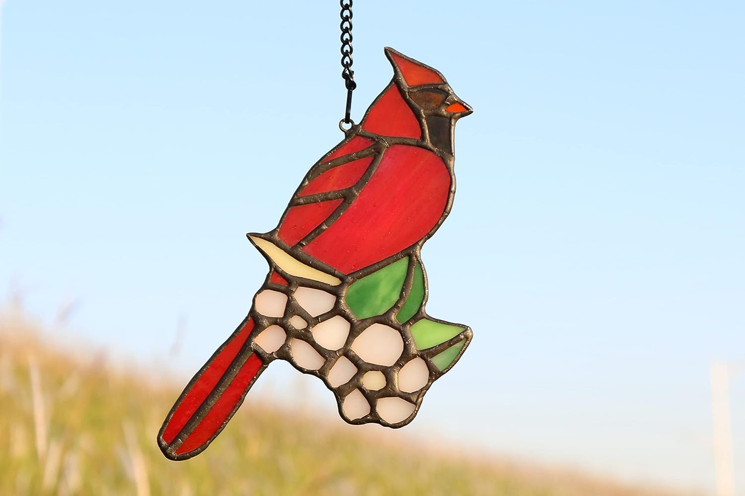 BOXCASA Cardinal Bird Gifts Stained Glass Window Hanging,Red Birds Cardinals Decor Suncatcher for Window,Cardinal Memorial Gift for Loss of Loved One,Cardinals Gifts for Women Mom Grandma Nana - Image 4
