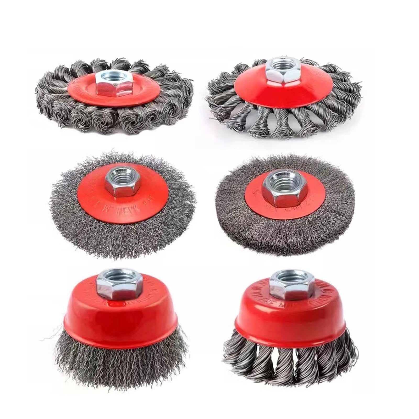 Luckwaii Angle Grinder Wire Brush Wheel Twist Knot, 6Pcs M14 x 2 Coarse Twisted Knotted Wire Wheel for Drill, Flex Steel Disc Wire Brushes for Cleaning Rust Removal and Grinding, 75mm Cup & 100mm Flat