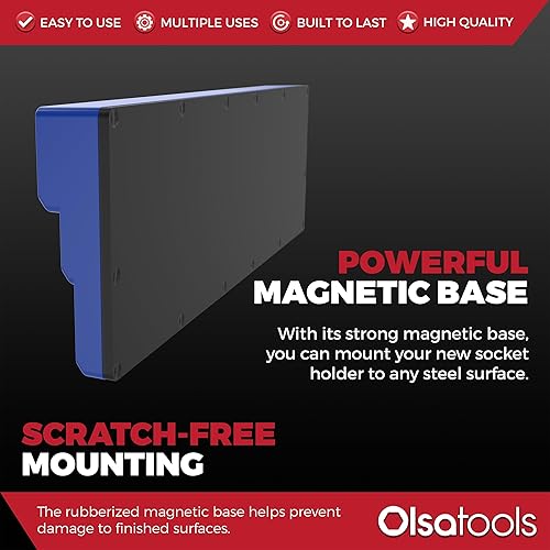 Miniatura 50 de Olsa Tools Organizador magnético de enchufes (unidad de 1/2 pulgada, 3 filas) - Organizador magnético de herramientas y soporte de enchufes