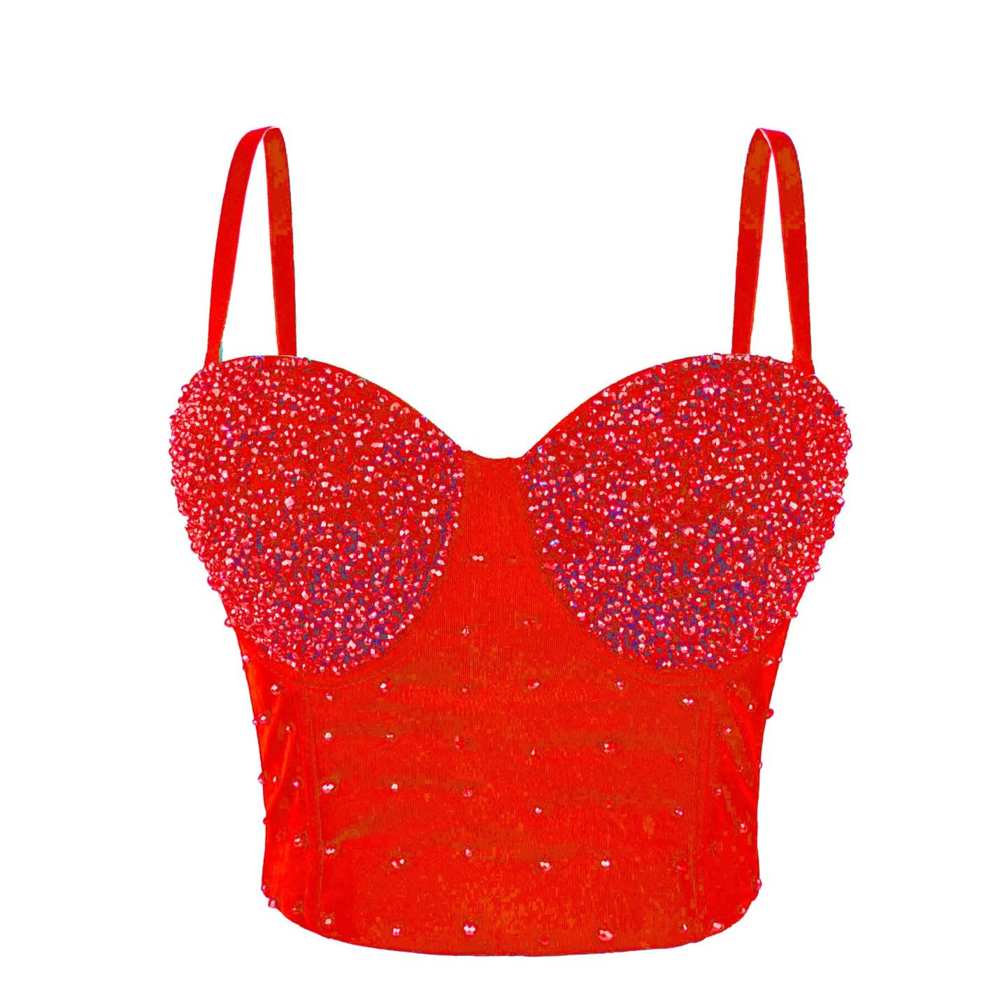 Bustier sexy para sentirte empoderada con corset rojo de perlas 6