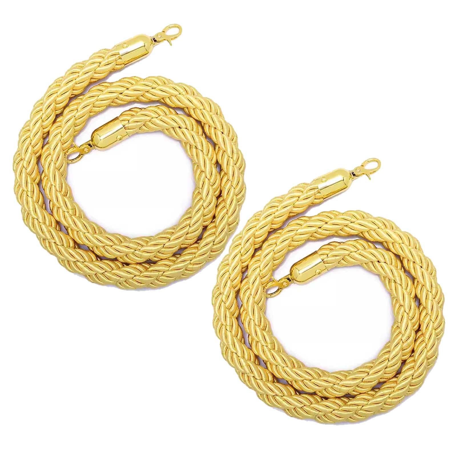 GDMDPTE 2.5m Yellow Braided Hemp Ropes - 2 Pack Crowd Control Barriers for Hotels Events & Film Sets - Reliable Queue Management Solutions