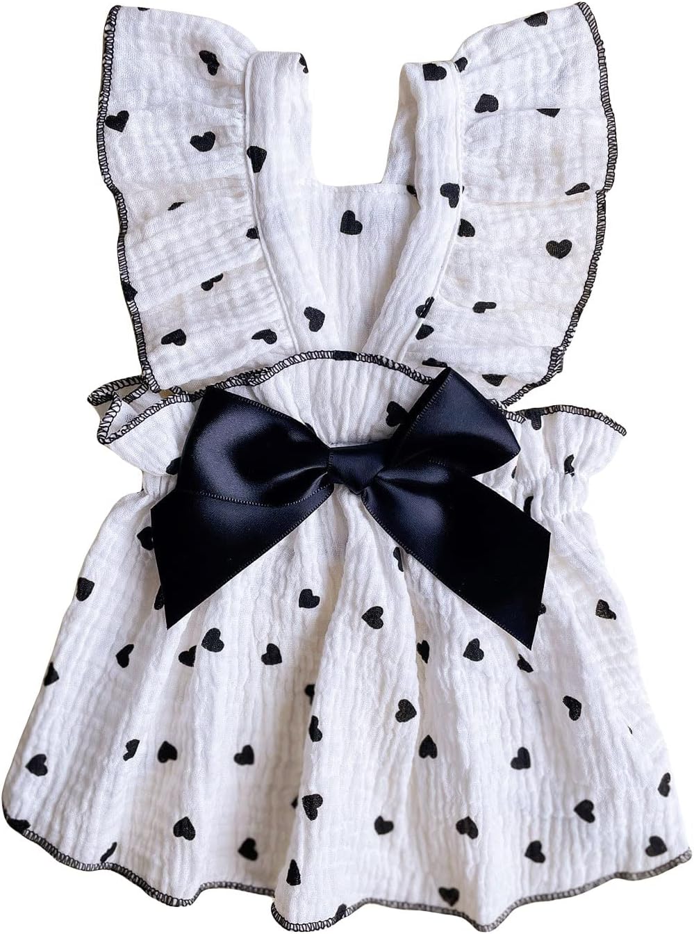 QWINEE Heart Print Dog Cat Dress Bow Decor Cute Dog Dresses Puppy Tutu Skirt Chihuahua Teddy Pomeranian Dress Birthday Holiday Clothes for Cat Kittens Small Medium Large Dogs Black Small
