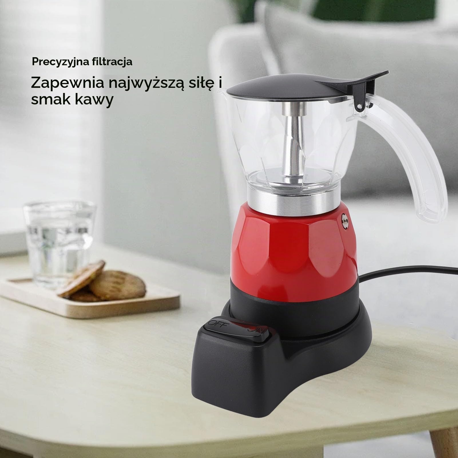 Włoski elektryczny ekspres do kawy, 150 ml, 3 filiżanki, aluminiowy perkolator elektryczny z precyzyjnym systemem filtrów, funkcją zapobiegającą kapaniu, szybka obsługa i łatwe części