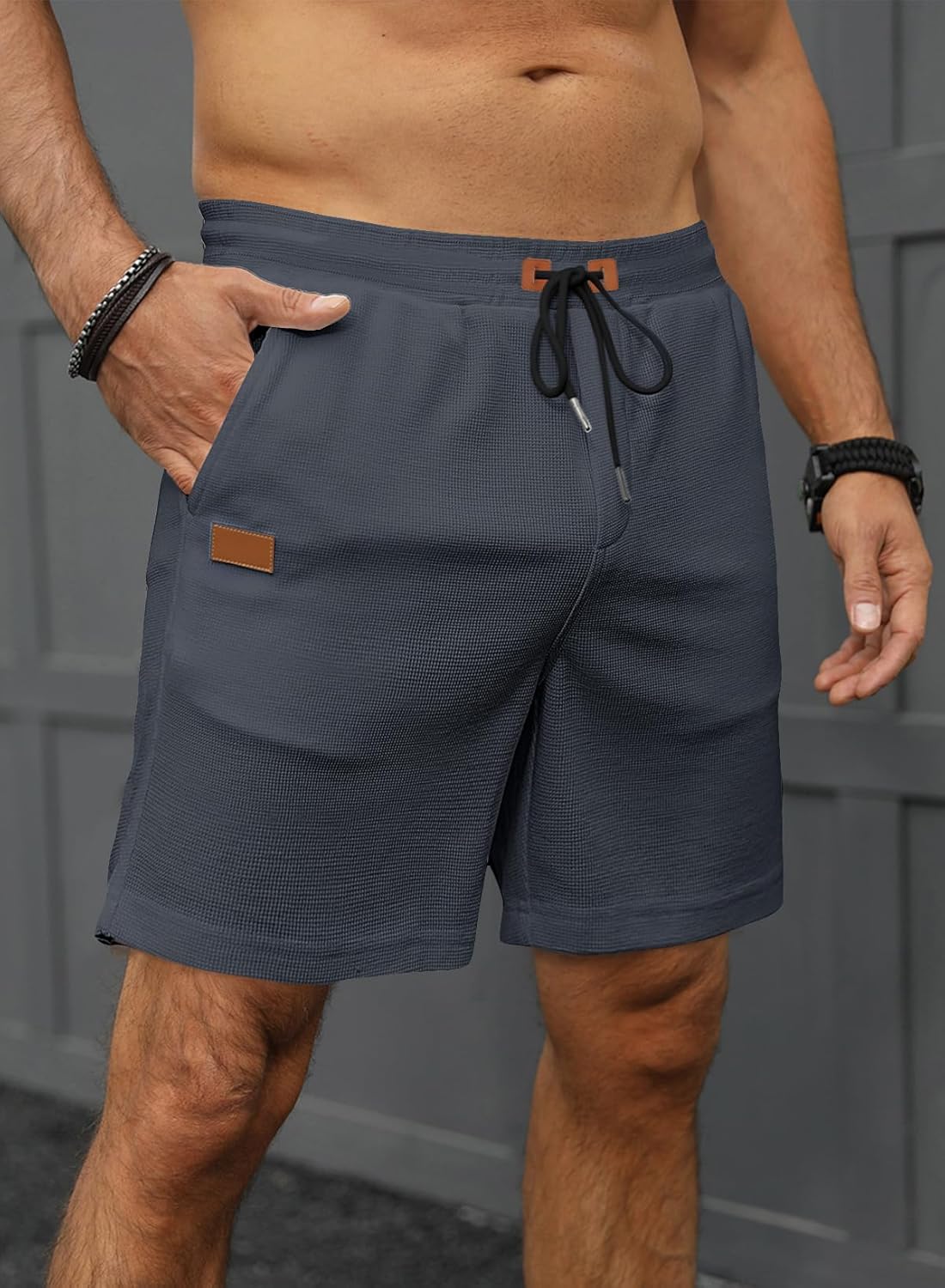 JMIERR Men's Casual 5"/ 7" Shorts Waffle Elastic Waist Drawstring Workout Running Jogging Beach Sweat Shorts with Pockets - Image 8