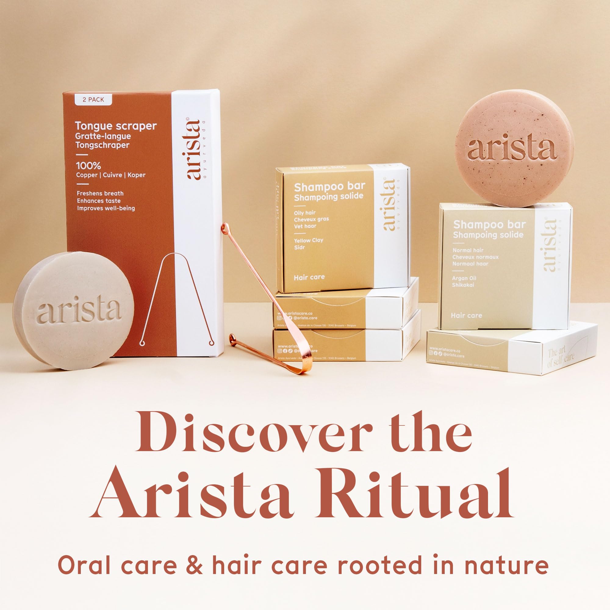 Arista Tongue Scraper, Pack of 1, Ayurveda Copper Tongue Scraper for Fresh Breath, Antibacterial Tongue Scraper, Copper Ayurvedic Tongue Scraper