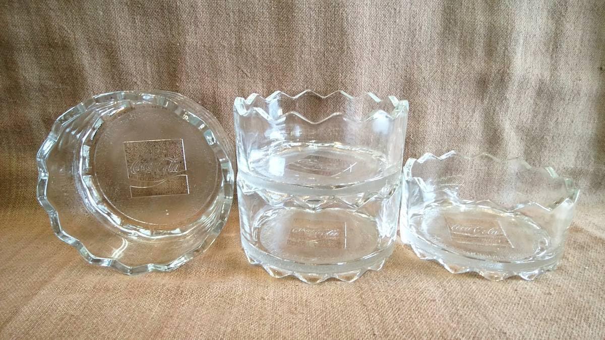 Amazon.co.jp: 昭和 レトロ 当時物 コカコーラ ガラス 重ね小鉢 4個 
