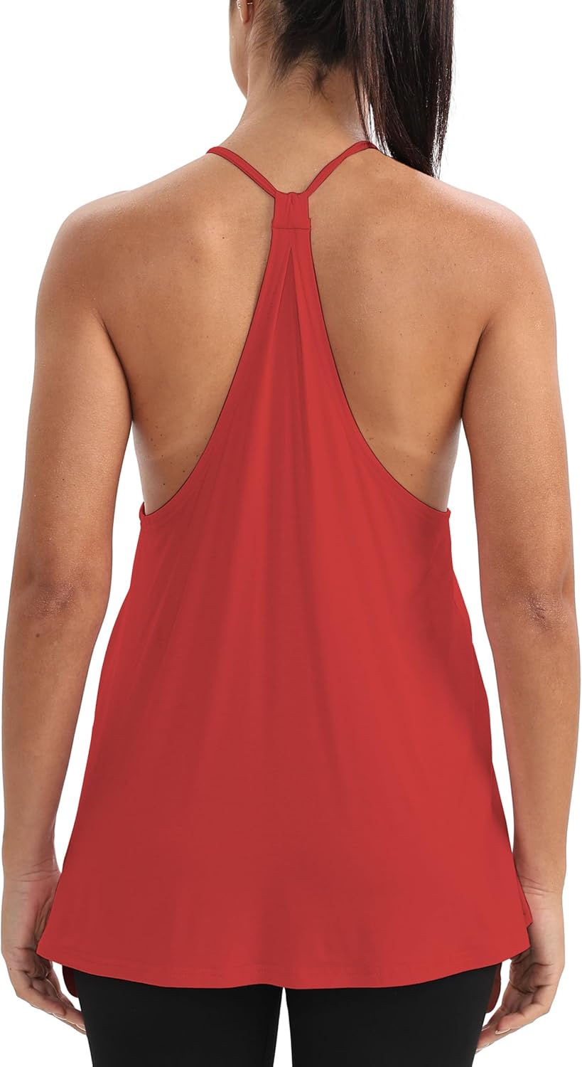 Mippo Workout Tops for Women Racerback Tank Open Back Athletic Shirts Gym Clothes Loose Fit - Image 4