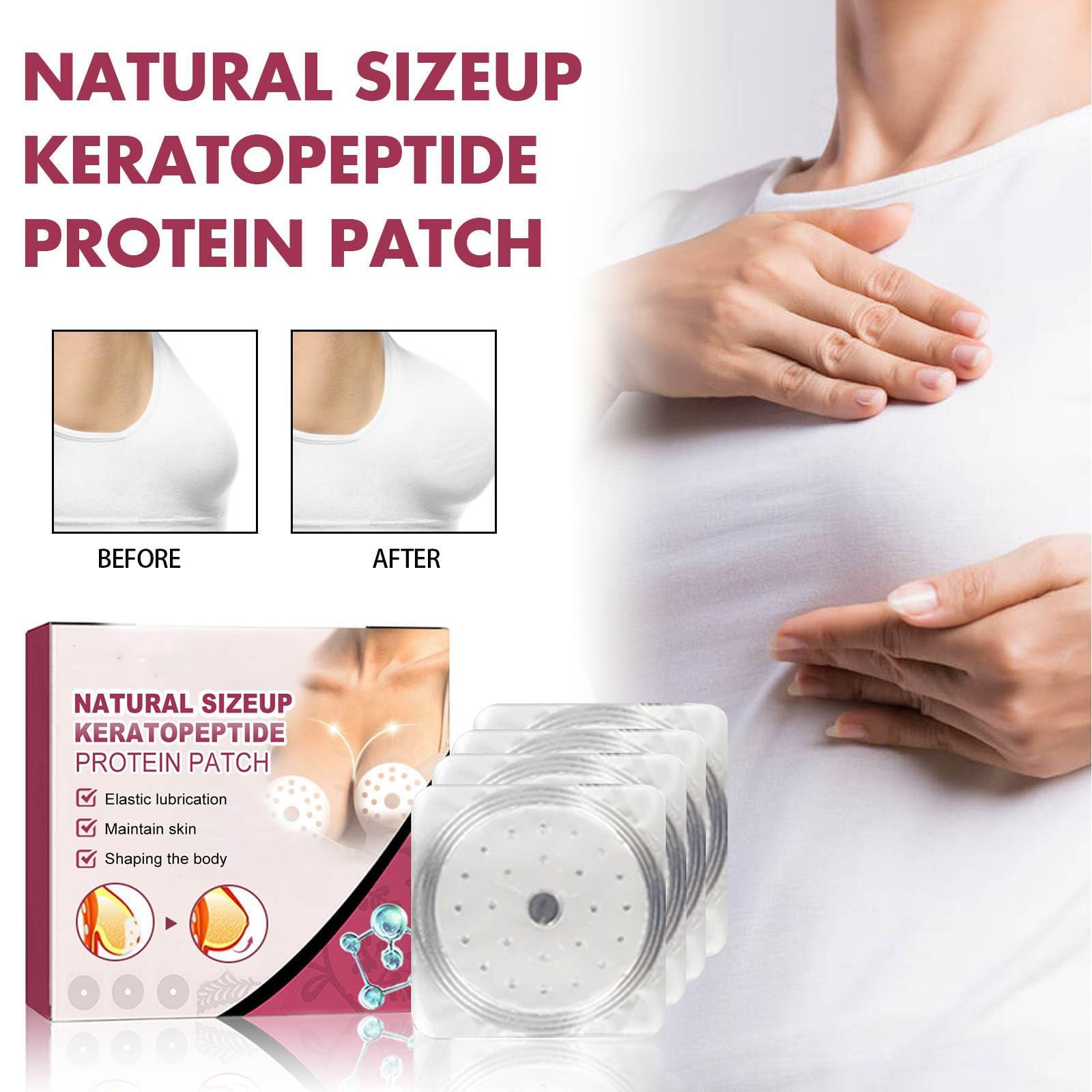 Cuscinetti per l'ingrandimento del seno, prodotti naturali per l'ingrandimento del seno, per seno flaccido, push-up, seni proteici cheratina peptide, tonificanti e sollevanti (set da 2)
