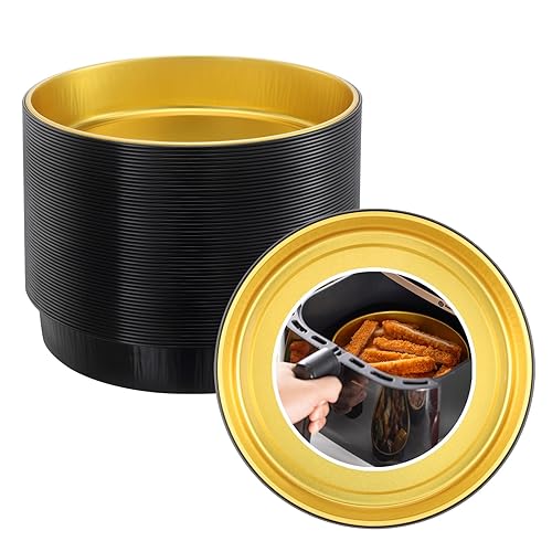 Reusable Aluminum Foil Air Fryer Pans, 50-Pack, 7.1-Inch Diameter, 1.6-Inch