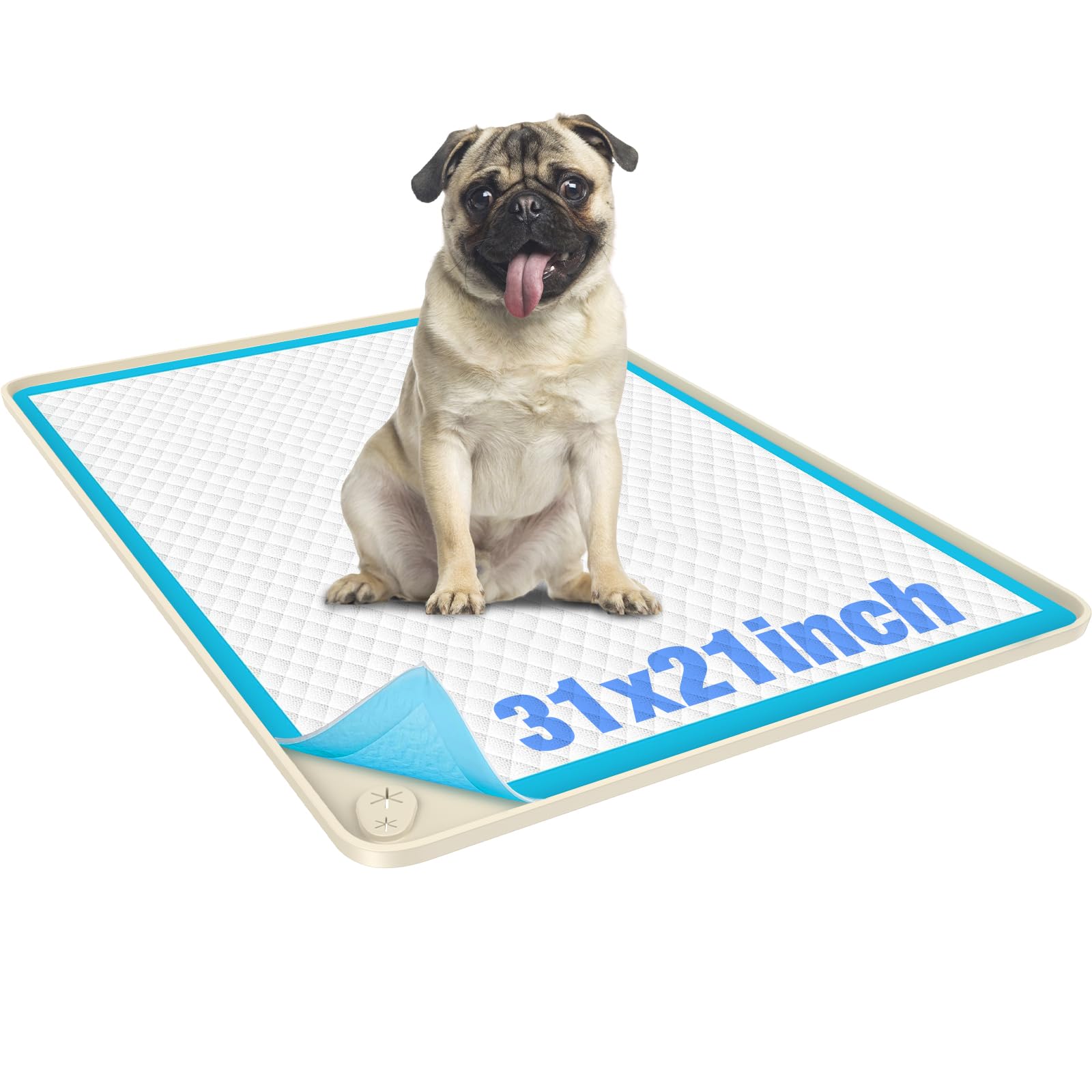 Aisslro Pet Feeding Mat, 31”x21” Absorbent Pet Placemat for Food and Water Bowl, Non-Slip Silicone, Leak-Proof Floor Protection for Quick Dry Water Dispenser Mat for Dog and Cat, Aquamarine