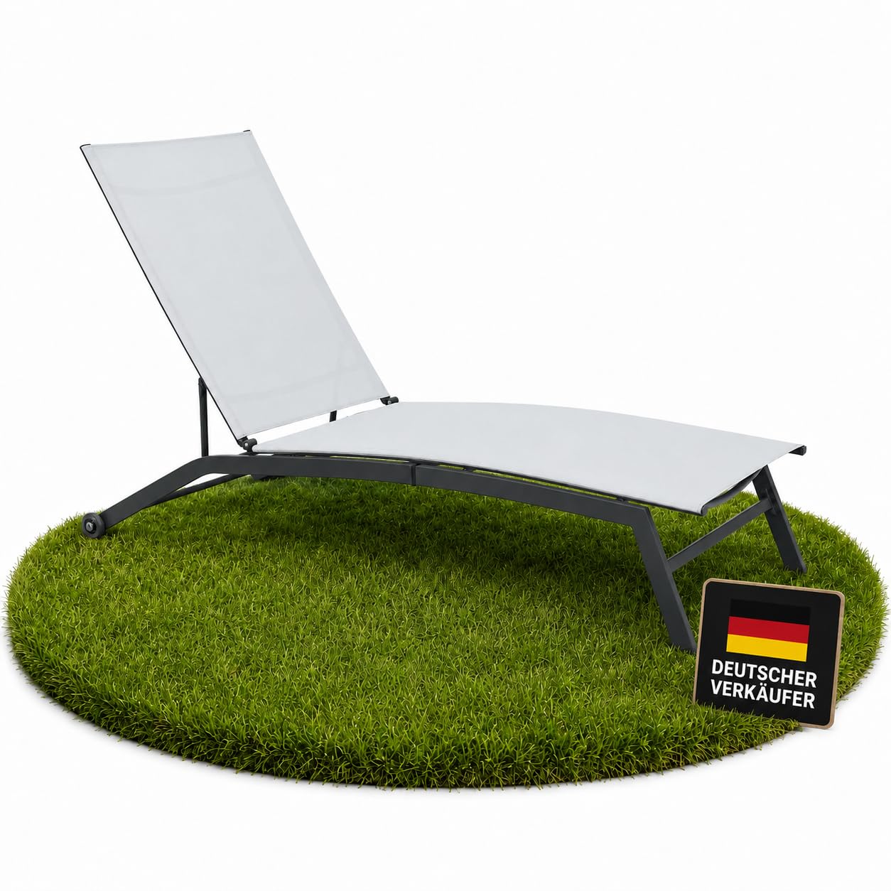 Ondis24 Sonnenliege Miami Gartenliege mit Rollen Relaxliege aus Stahl anthrazit hellgrau für Garten, Balkon, Terrasse