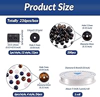 Vista 3 de Crafans Cuentas de piedras preciosas de vidrio natural, kit de fabricación de pulseras con temática de constelación, cuentas de piedra natural