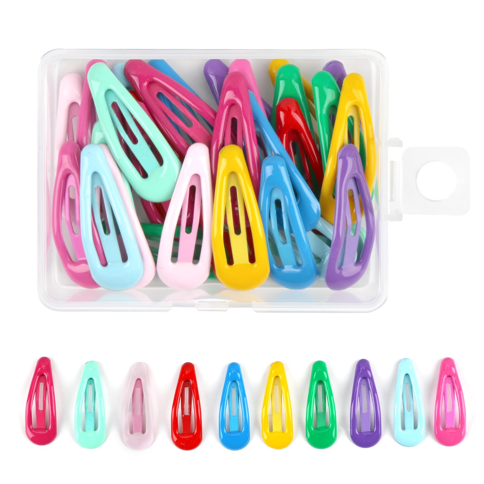 Joynine Pinzas Pelo Niña, Juego de 30, Horquillas Pelo Niña de Metal de Colores de 3 Cm, Incluye Caja de Almacenamiento, Accesorio Ideal para Princesitas Con Pelo Fino