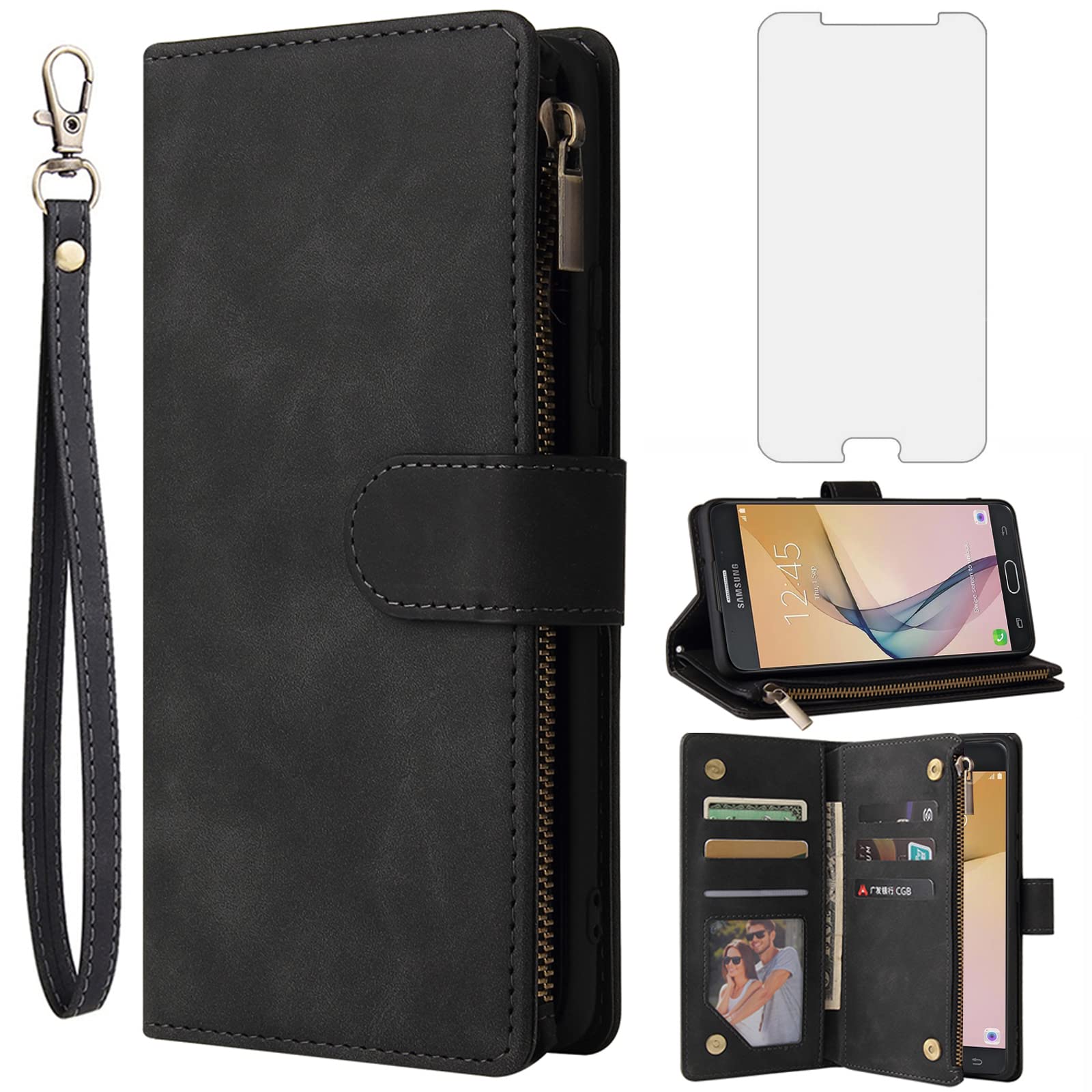 Sponsored Ad – Asuwish Compatible with Samsung Galaxy J7 Prime 2016/On7/J7Prime 2/On Nxt/On7 Prime Wallet Case Tempered Glass Screen Protector and Flip Cover Phone Cases for Gaxaly SM-G610F SM-G611F SM G610F Black