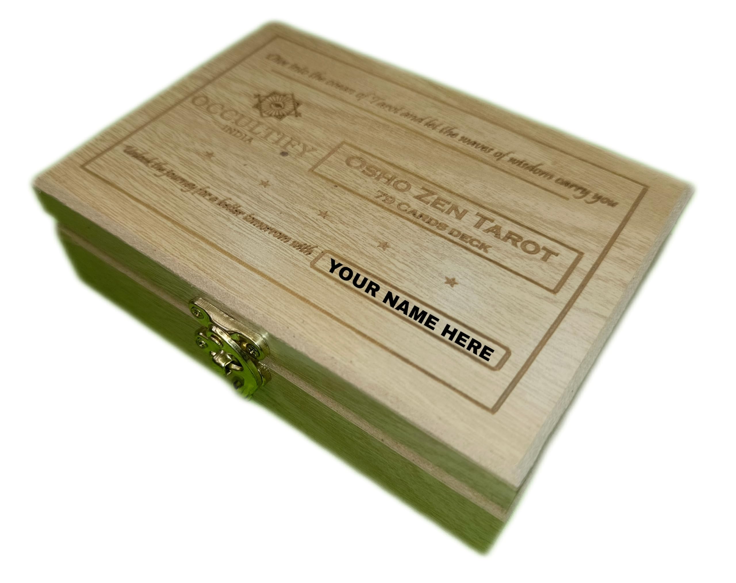 Personalized Wooden Box for Osho Zen Tarot Deck with Name Label | Storage Box to keep your Tarot Cards Life Long Safe & Energized