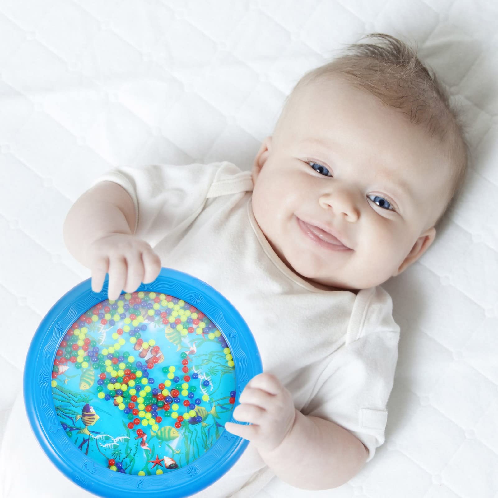 NUOBESTY Multi- Functional Instrument Kids Education Percussion Performance Beads Blue Bead Drum Ocean Hand Kindergarten Children Household Early Orff Musical Wave